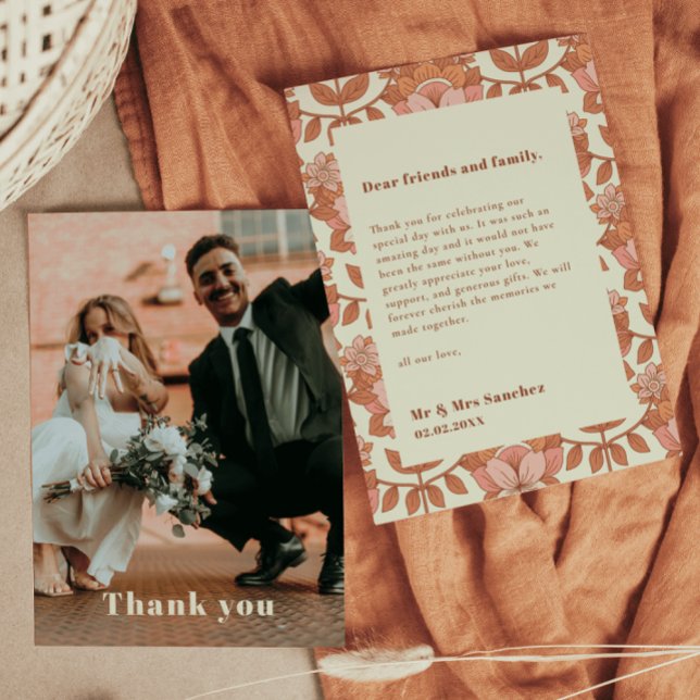 Retro 70s inspired Orange Wedding Thank you Card (Creator Uploaded)