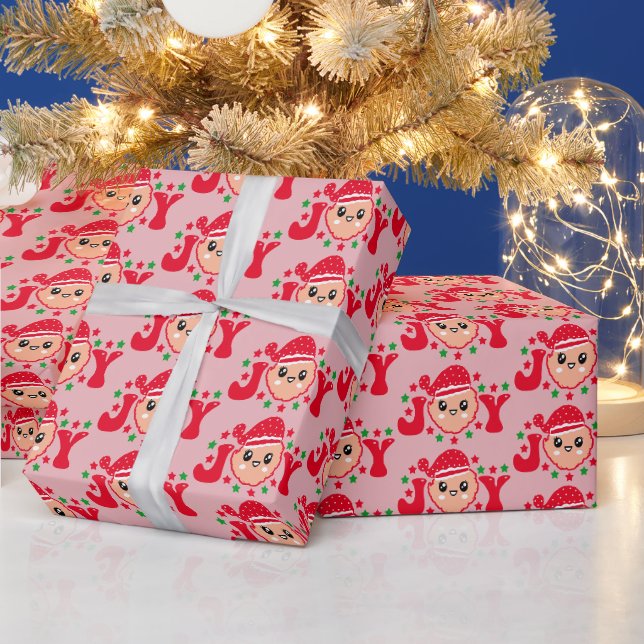 Retro 70s Joy Santa Claus Wrapping   Paper (Holidays)