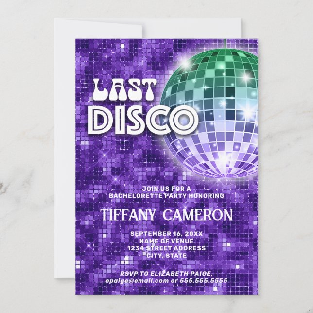 Retro 70s Last Disco Bachelorette Invitation (Front)