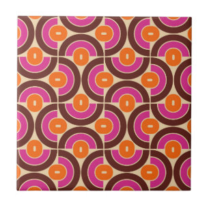 Retro 70s Mid Mod Geometric Pattern Tile