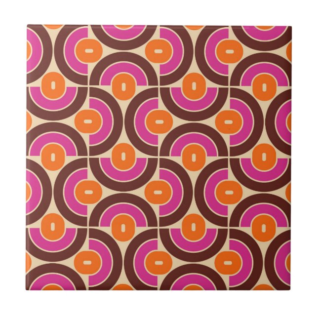 Retro 70s Mid Mod Geometric Pattern Tile (Front)