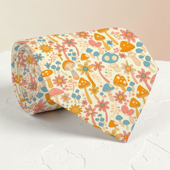 Retro 70s Mushroom Classic Custom Necktie (Creator Uploaded)