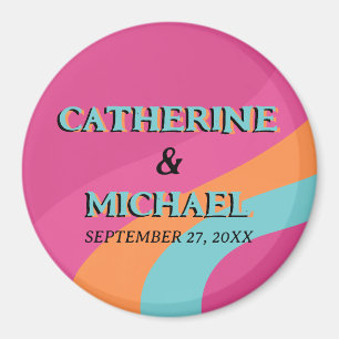 Retro 70s Music Cassette Tape Groovy Fuchsia Fun Magnet