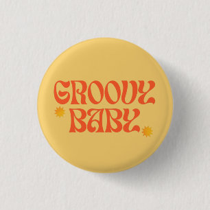 Retro 70s Mustard Orange Hippie Groovy Baby 3 Cm Round Badge