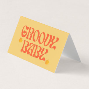 Retro 70s Mustard Orange Hippie Groovy Baby Business Card