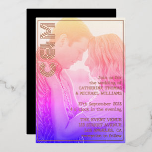 Retro 70s Name Monogram And Photo Wedding