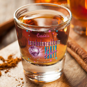 Retro 70's Neon Look Disco Ball Bachelorette Party Shot Glass