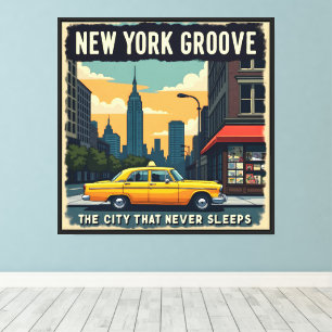 Retro 70s NYC Travel : Vintage New York Groove Canvas Print