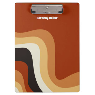 Retro 70s Orange Groovy Hippie Personalised Clipboard