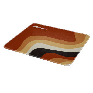 Retro 70s Orange Groovy Hippie Personalised Cutting Board