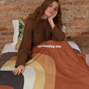 Retro 70s Orange Groovy Hippie Personalised Fleece Blanket