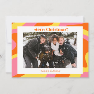 Retro 70s Orange Yellow Pink Colourful Christmas Holiday Card