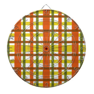Retro 70s Orange Yellow Plaid Dartboard