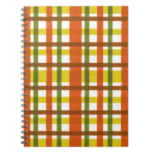 Retro 70s Orange Yellow Plaid Spiral Notebook
