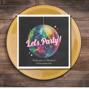 Retro 70's Party Disco Ball Sparkle Glam Wedding  Napkin