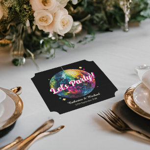 Retro 70's Party Disco Ball Sparkle Glam Wedding  Paper Coaster