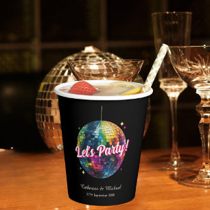 Retro 70's Party Disco Ball Sparkle Glam Wedding  Paper Cups