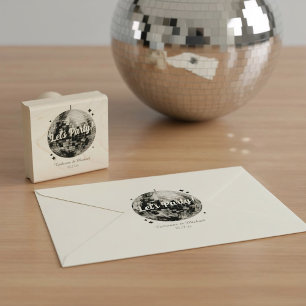 Retro 70's Party Disco Ball Sparkle Glam Wedding  Rubber Stamp