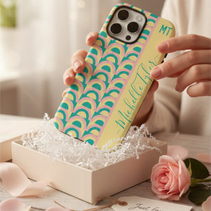 Retro 70s Pastel Groovy Geometric Personalised iPhone 16 Pro Max Case