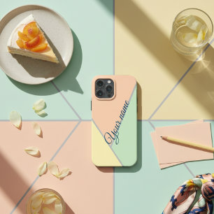 Retro 70S Pastel Pink Teal Colour Block Pattern iPhone 16 Pro Max Case