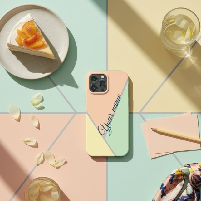 Retro 70S Pastel Pink Teal Colour Block Pattern Case-Mate iPhone Case (Creator Uploaded)