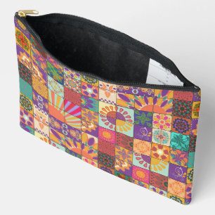 Retro 70s Patchwork Zippered Pouch