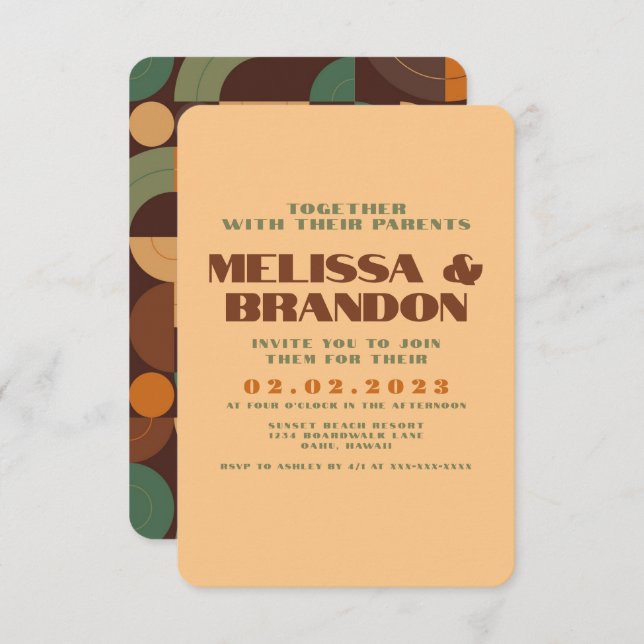 Retro 70s Pattern  Wedding Invitation (Front/Back)