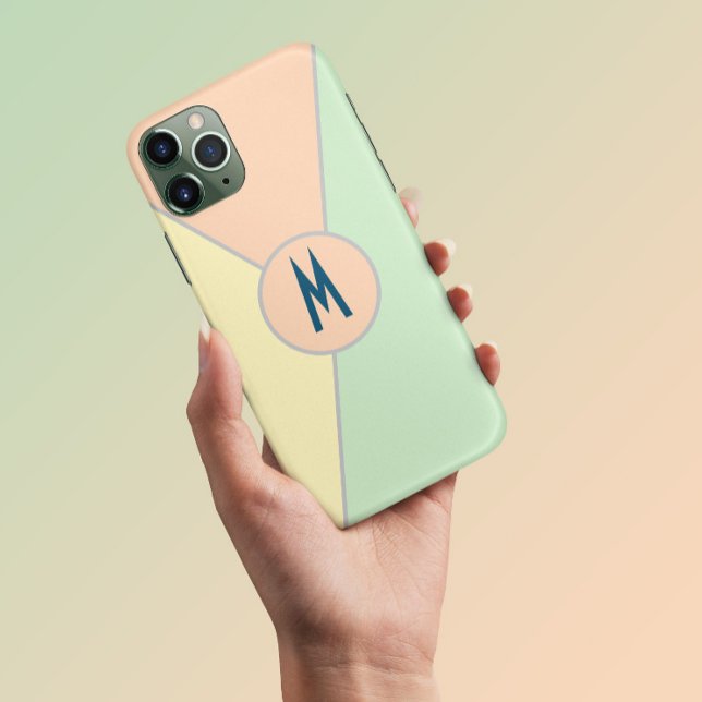 Retro 70s peach green teal pastel Colour block Case-Mate iPhone Case (Creator Uploaded)