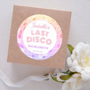 Retro 70s Pink Disco Ball Bachelorette Party  Classic Round Sticker