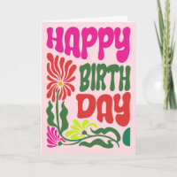 Retro 70s Psychedelic Hippie Flower Birthday