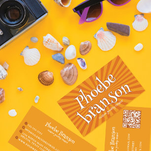 Retro 70's Radial Burst Groovy Typography Business Card