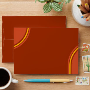 Retro 70s Rainbow Groovy Arch Wedding Envelope