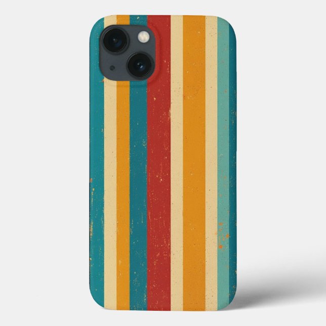 Retro 70s Rainbow Stripe Vintage iPhone Case (Back)