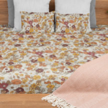 Retro 70s Rust Mustard Olive and Sage Wildflower