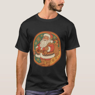 Retro 70s Santa Warm Tones T-Shirt