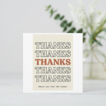 Retro 70s Stacked Typography Thank You Card - Mini