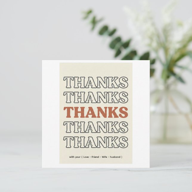 Retro 70s Stacked Typography Thank You Card - Mini (Standing Front)