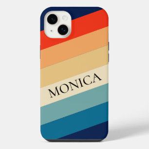 Retro 70s Stripes Groovy Colour Block Personalised iPhone 14 Plus Case