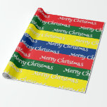 Retro 70s Stripes Merry Christmas Wrapping Paper<br><div class="desc">This design may be personalised in the area provided by changing the photo and/or text. Or it can be customised by clicking Personalise this Template and then choosing the click to customise further option and delete or change the colour of the background, add text, change the text colour or style,...</div>