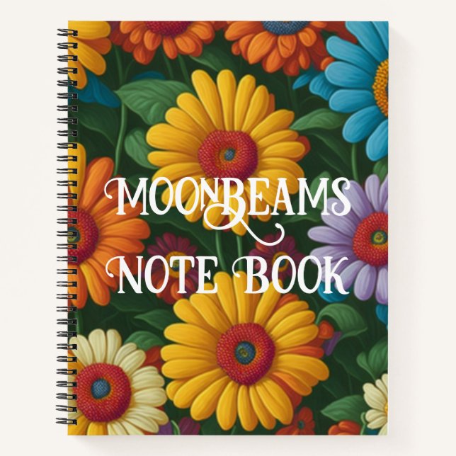 Retro 70s style colourful daisies  notebook (Front)
