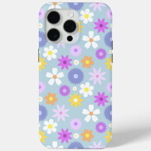 Retro 70s Style Flower Pattern Pastel Colors iPhone 15 Pro Max Case