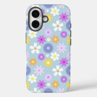Retro 70s Style Flower Pattern Pastel Colours