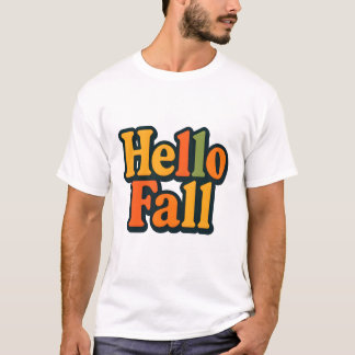 Retro 70s Style Hello Fall Typography T-Shirt