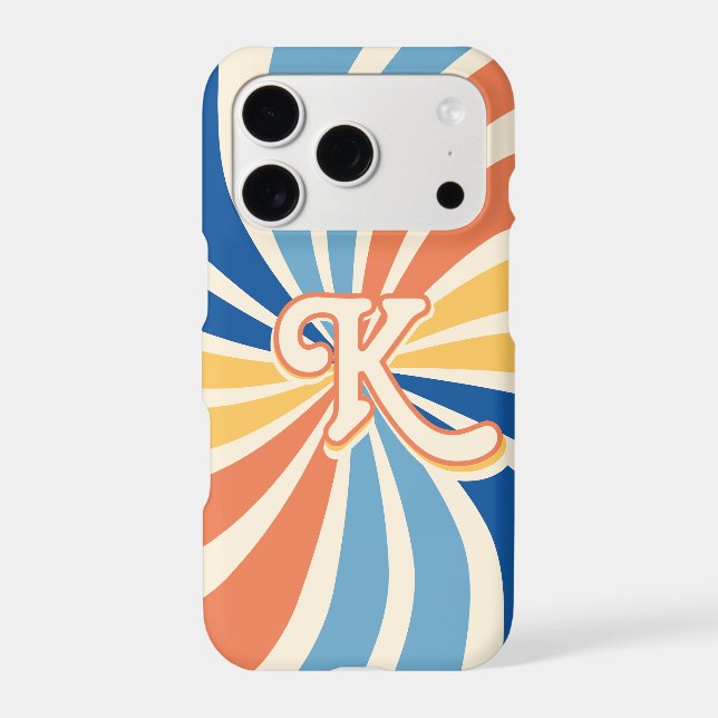 Retro 70s Sunburst Blue and Orange with Letter (Back)