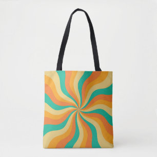 Retro 70s Sunburst Colorful Background Tote Bag