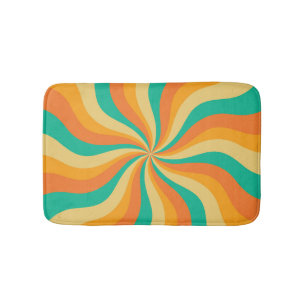 Retro 70s Sunburst Colourful Background Bath Mat