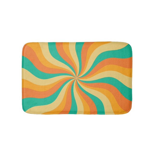 Retro 70s Sunburst Colourful Background Bath Mat (Front)