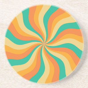 Retro 70s Sunburst Colourful Background Coaster