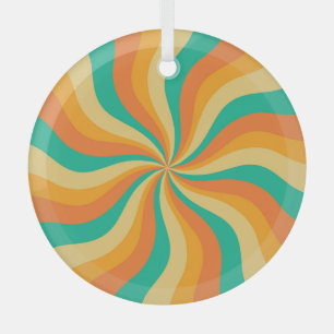 Retro 70s Sunburst Colourful Background Glass Tree Decoration