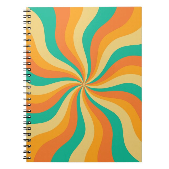 Retro 70s Sunburst Colourful Background Notebook (Front)